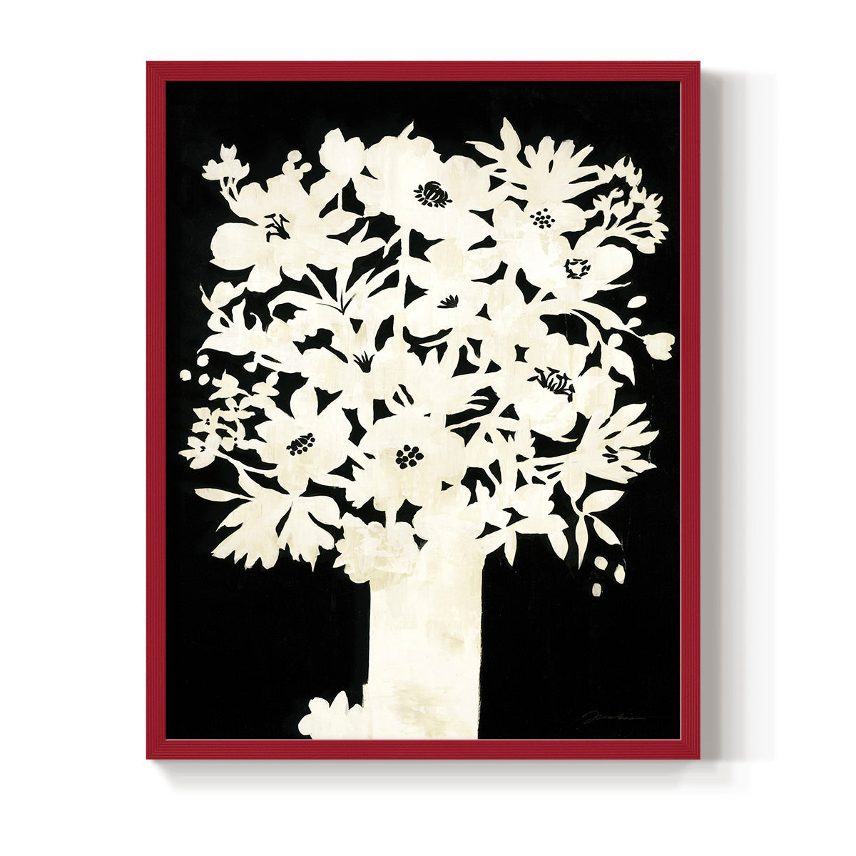 Floral Silhouette - Restickable Framed Art Print