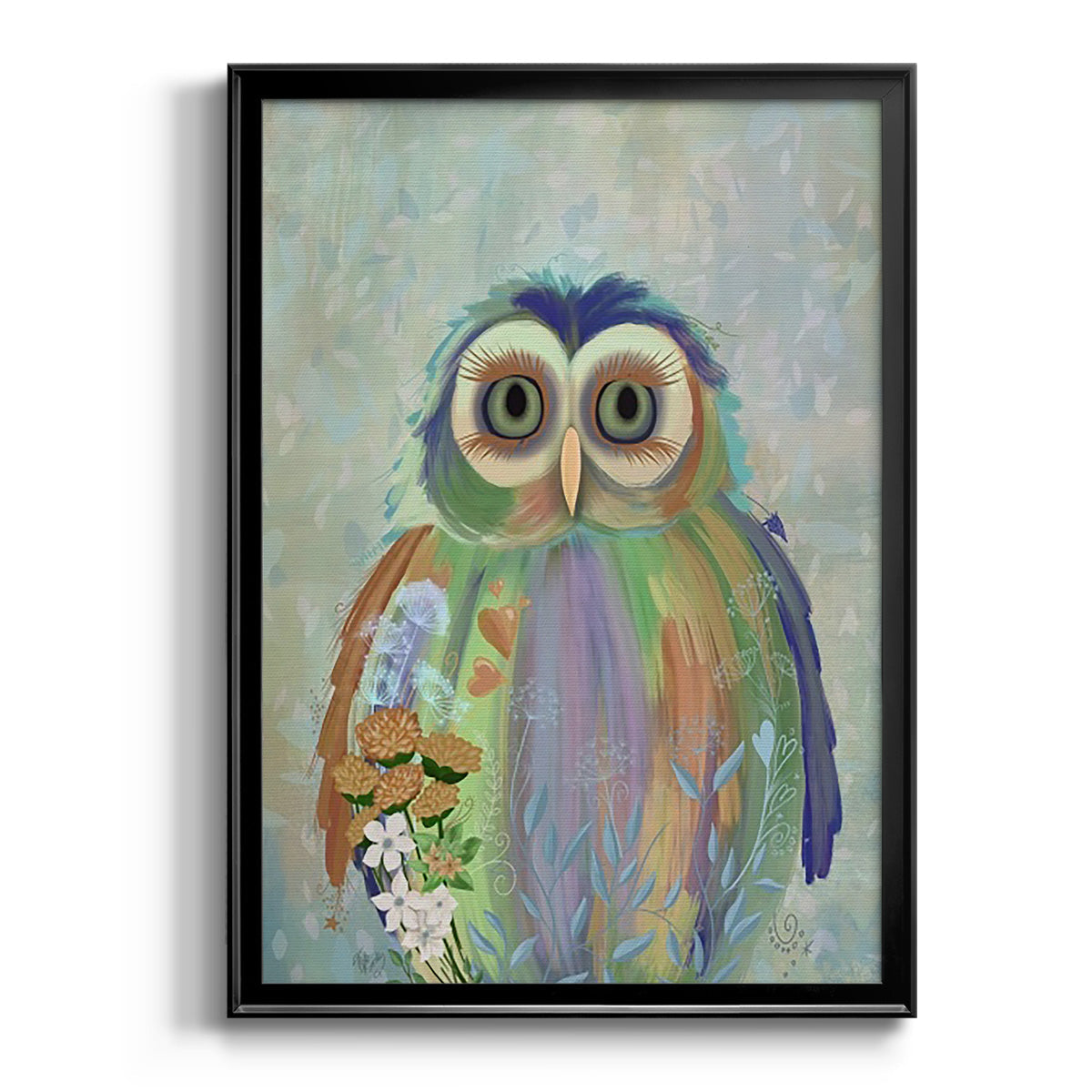 Fantastic Florals Owl - Modern Framed Canvas Print