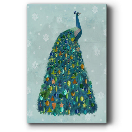 Christmas Peacock Christmas Tree - Canvas Art Print