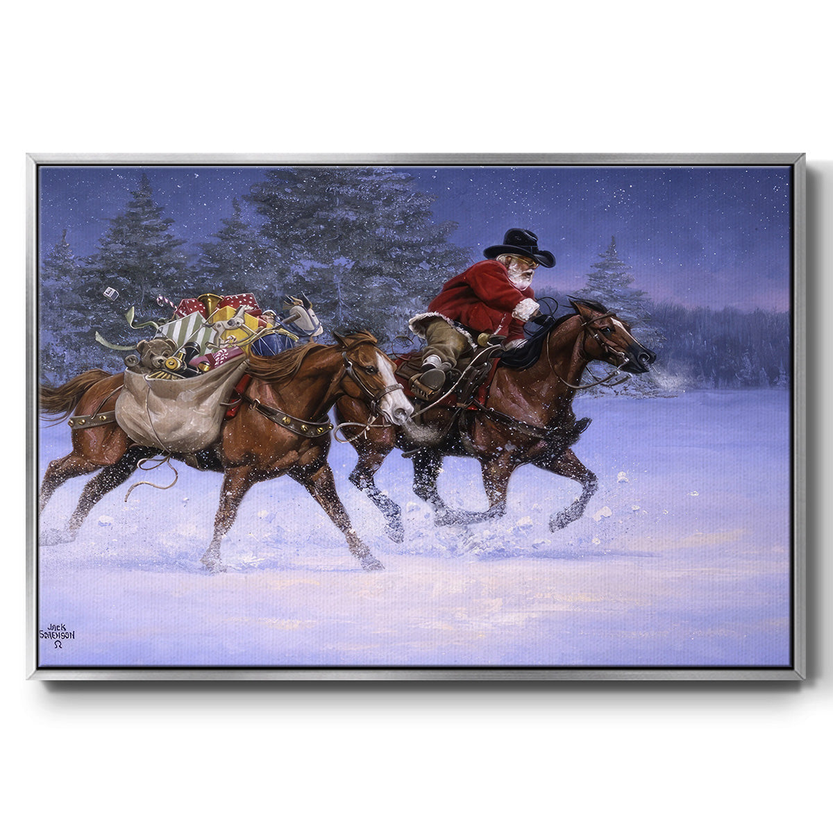 Christmas Rush - Framed Gallery Wrapped Canvas in Floating Frame