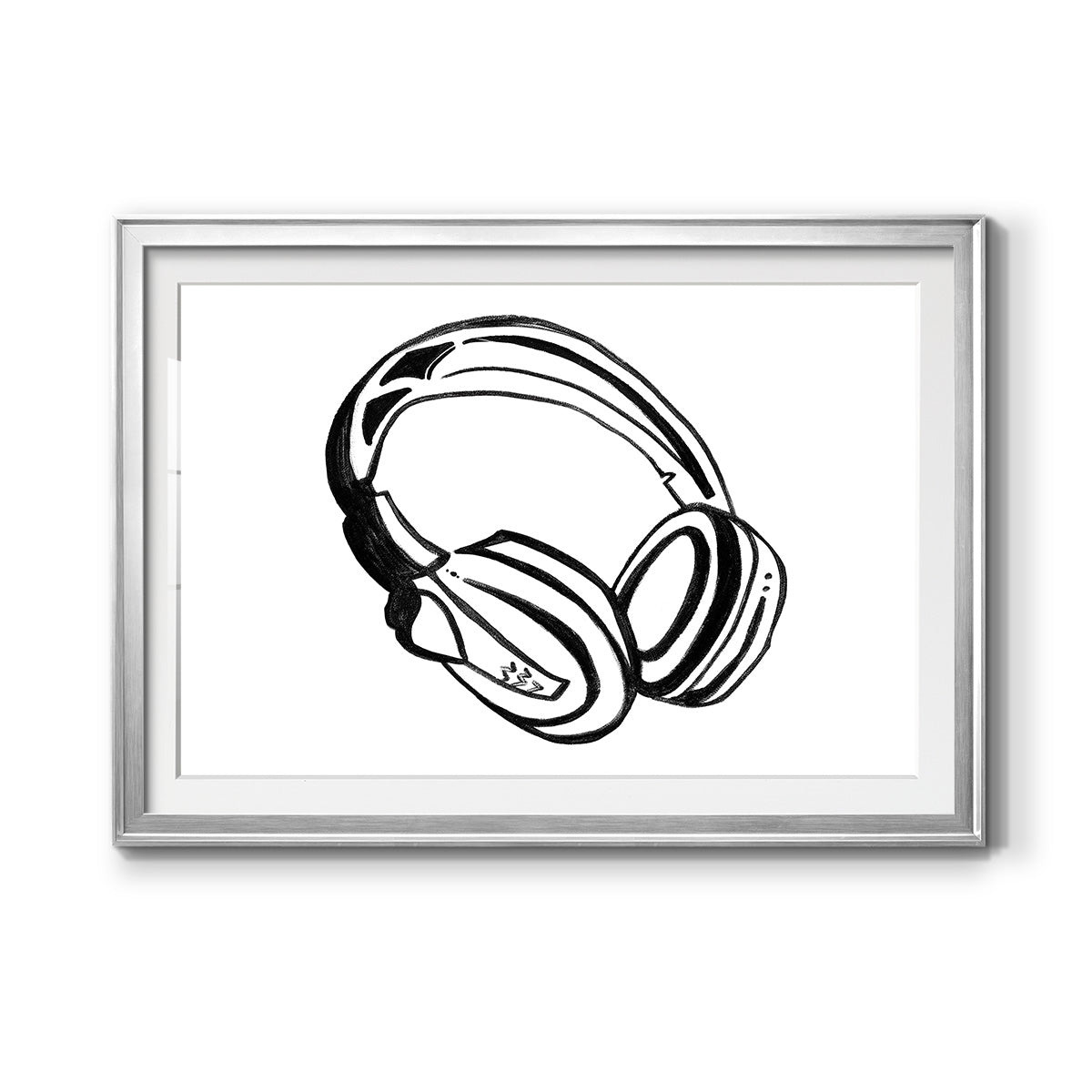 Headphones Sketch Premium Framed Print - Ready to Hang