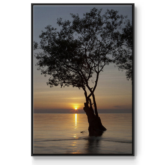 Sunset Silhouette Framed Premium Gallery Wrapped Canvas - Ready to Hang