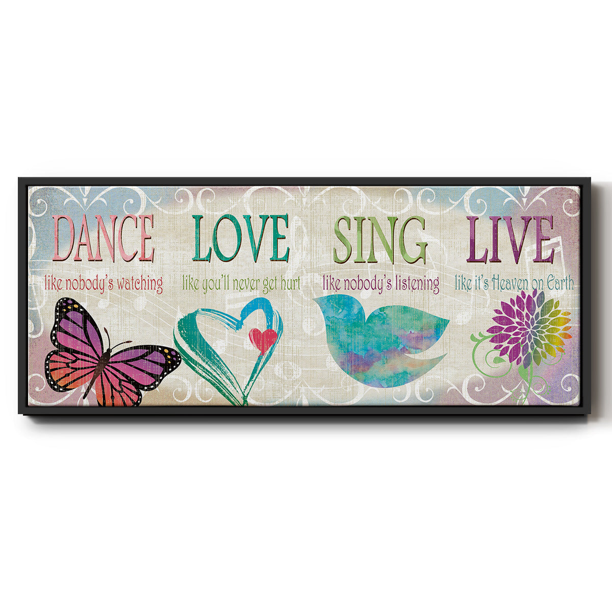 Dance Love Sing - Floater Framed Canvas Print
