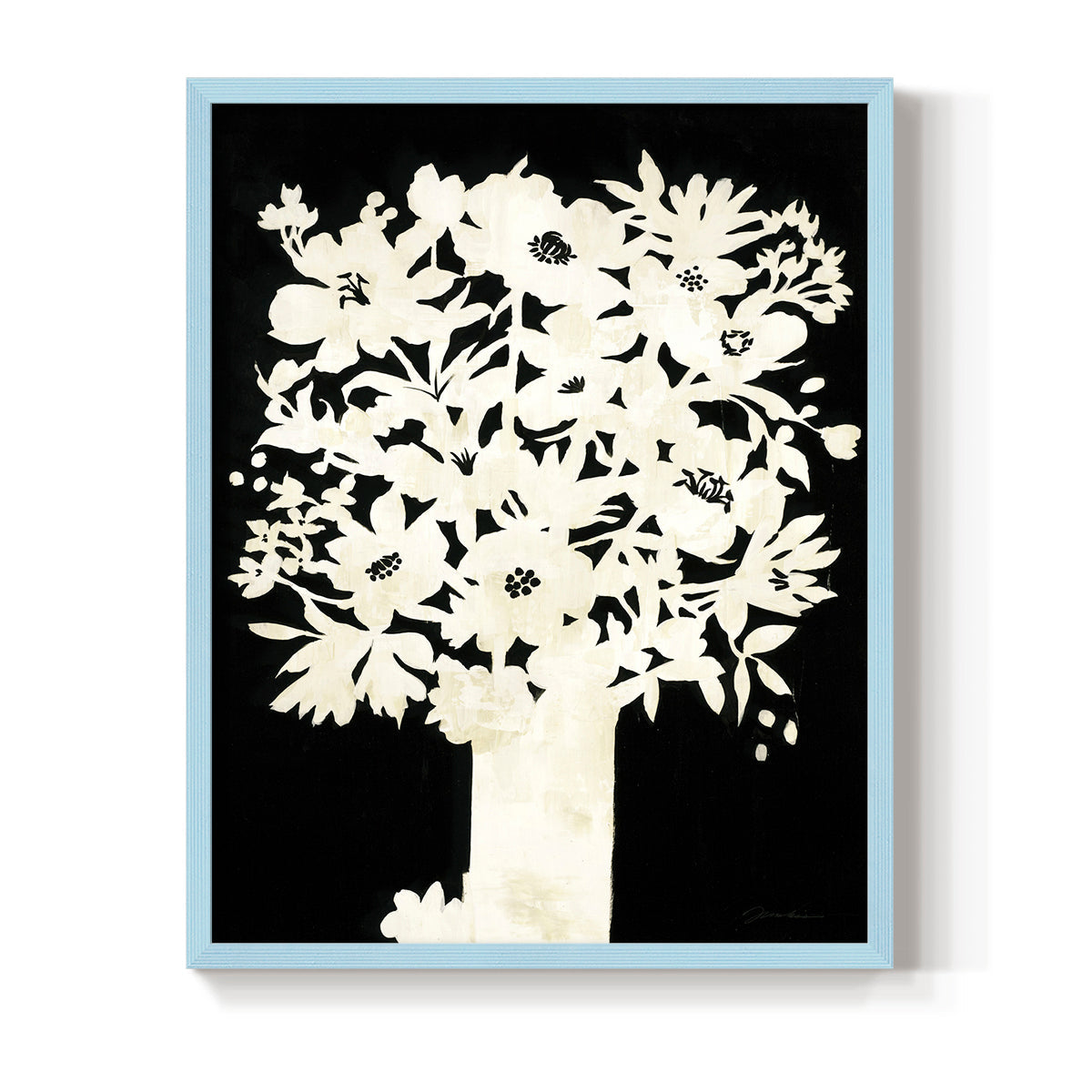Floral Silhouette - Restickable Framed Art Print