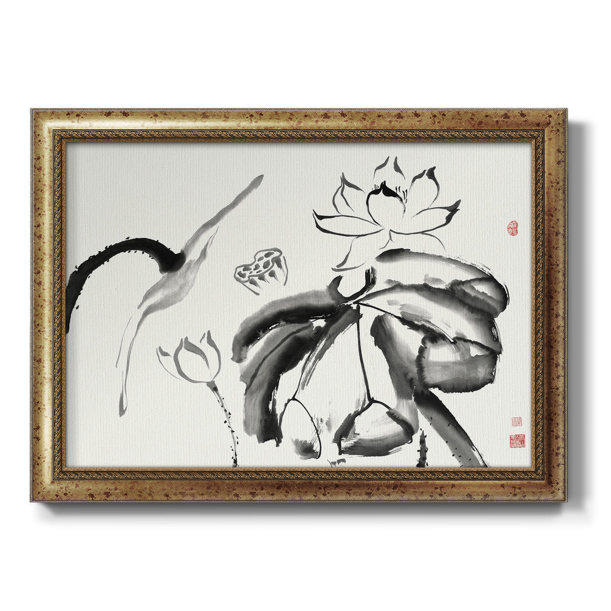 Lotus Study III Premium Framed Canvas- Ready to Hang