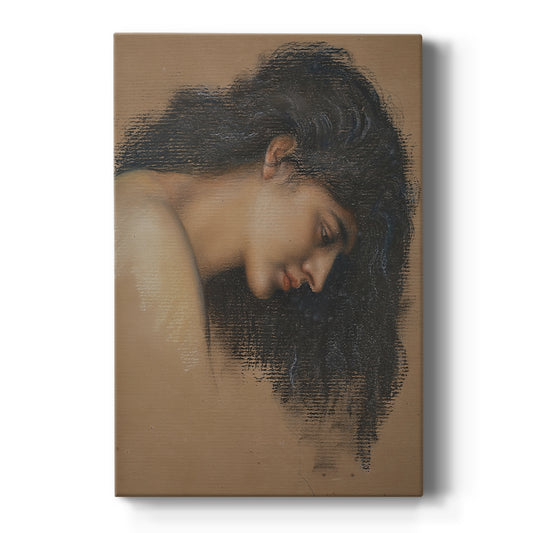 Canvas art print featuring a symbolic study of a female head with soft features and muted tones on a clean white background.