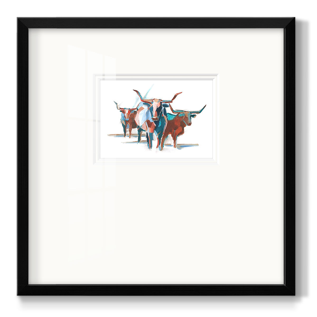 Modern Longhorns I - Double Matboard Framed Print