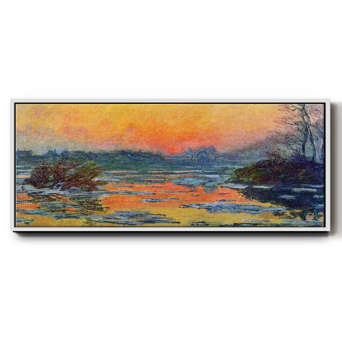 Sunset on the Seine in Winter, 1880 - Floater Framed Canvas Print