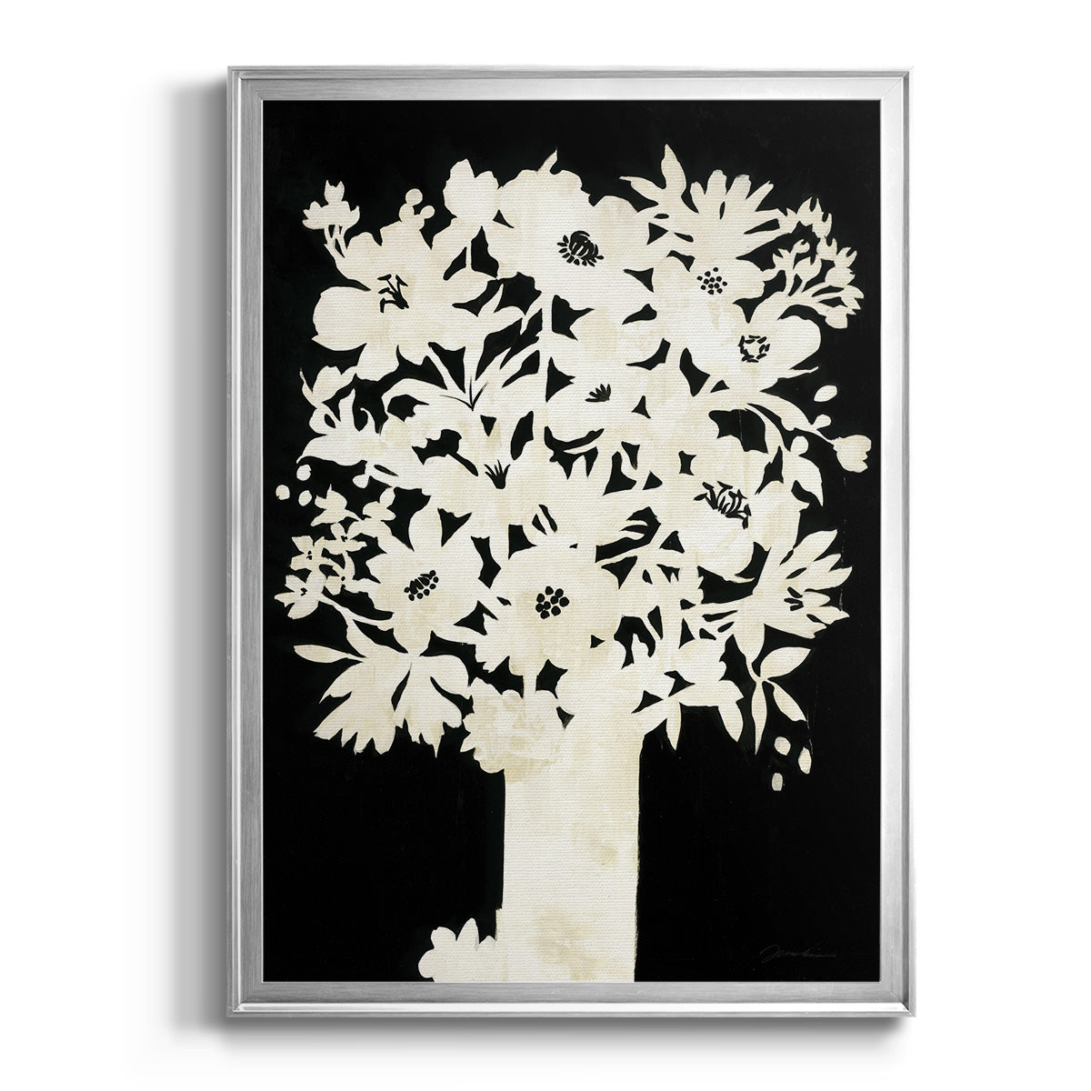 Floral Silhouette - Modern Framed Canvas Print