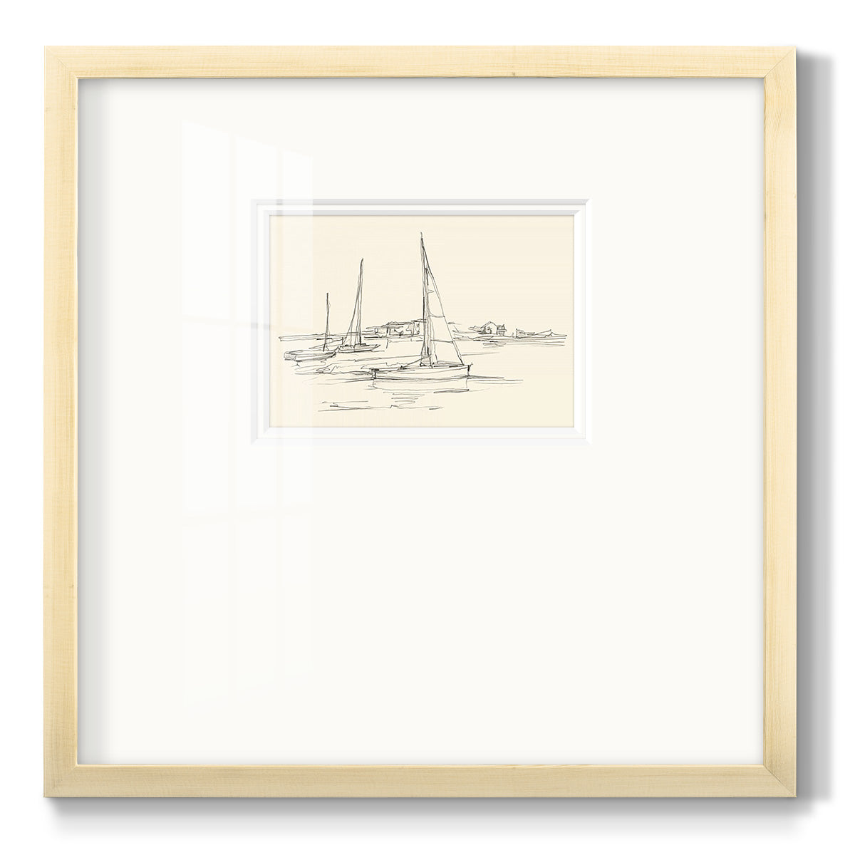 Coastal Contour Sketch I - Double Matboard Framed Print