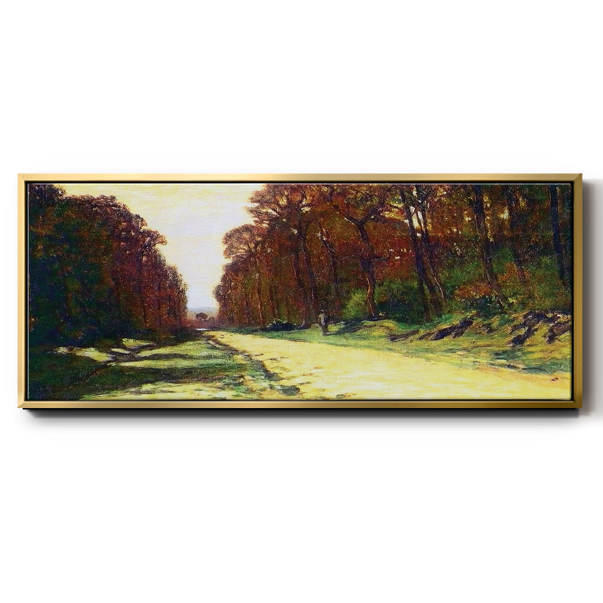 Road in a Forest Fontainebleau, 1864 - Floater Framed Canvas Print