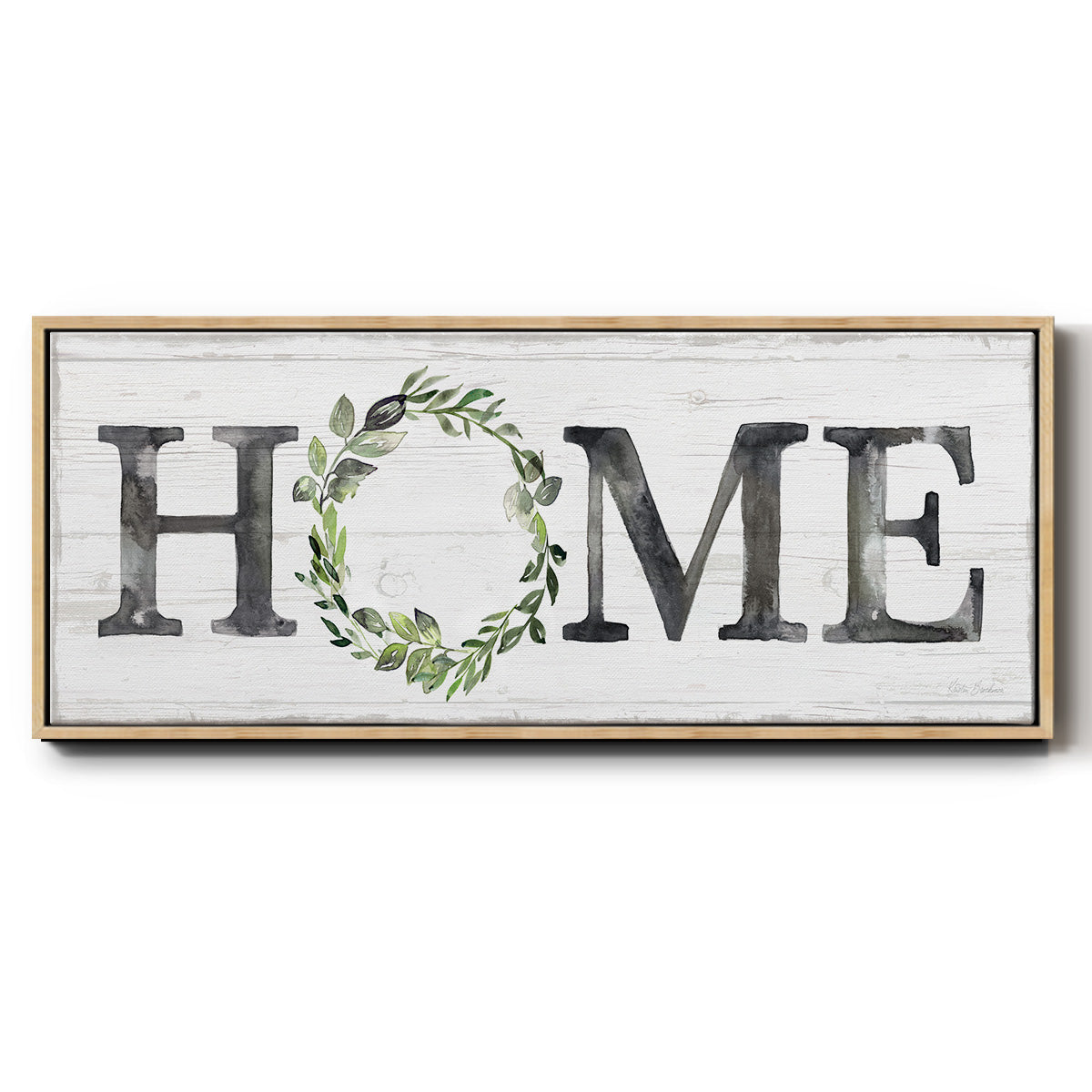 Gray Home Wreath - Floater Framed Canvas Print