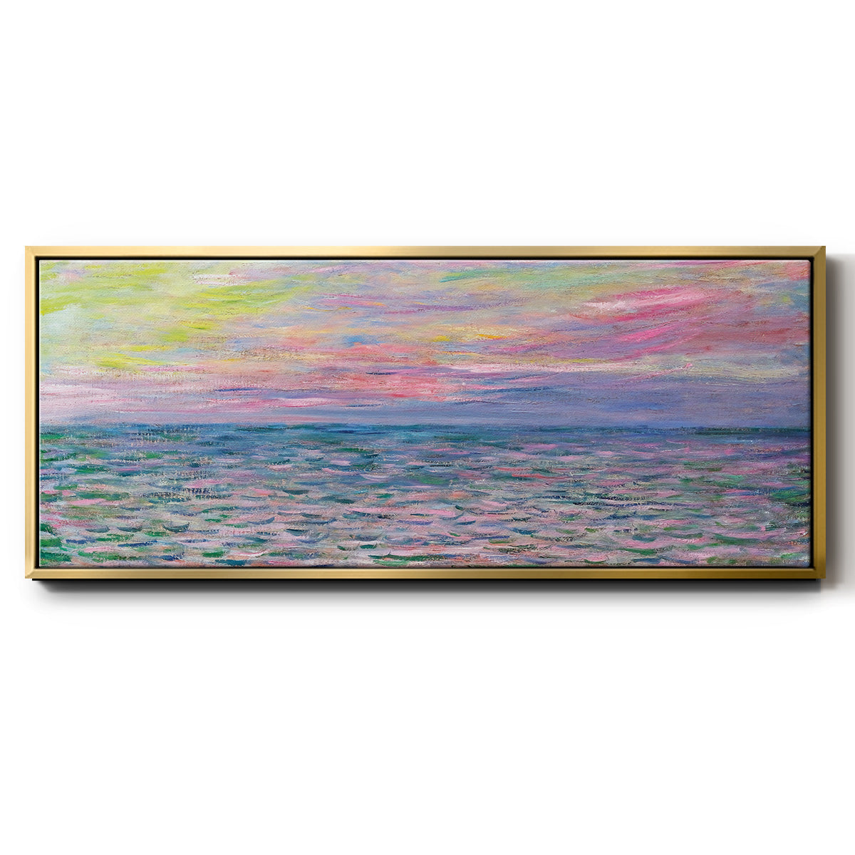 Sunset on the Sea at Pourville, 1882 - Floater Framed Canvas Print