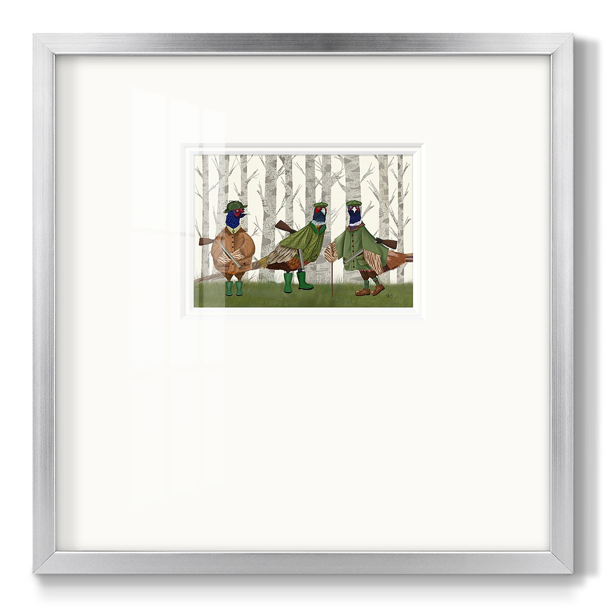 Pheasant Shooting Party Group 2 - Double Matboard Framed Print
