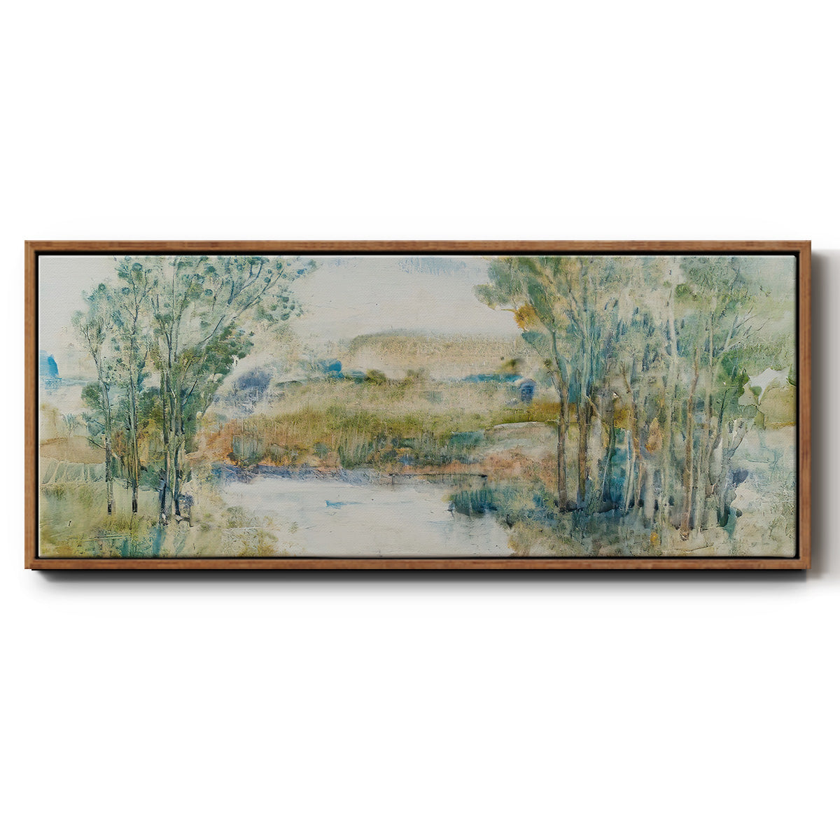 Trees on the Creek I - Floater Framed Canvas Print