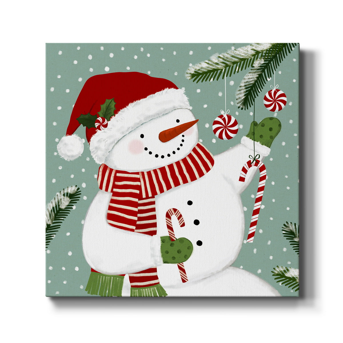 Peppermint Snowman I-Premium Gallery Wrapped Canvas - Ready to Hang