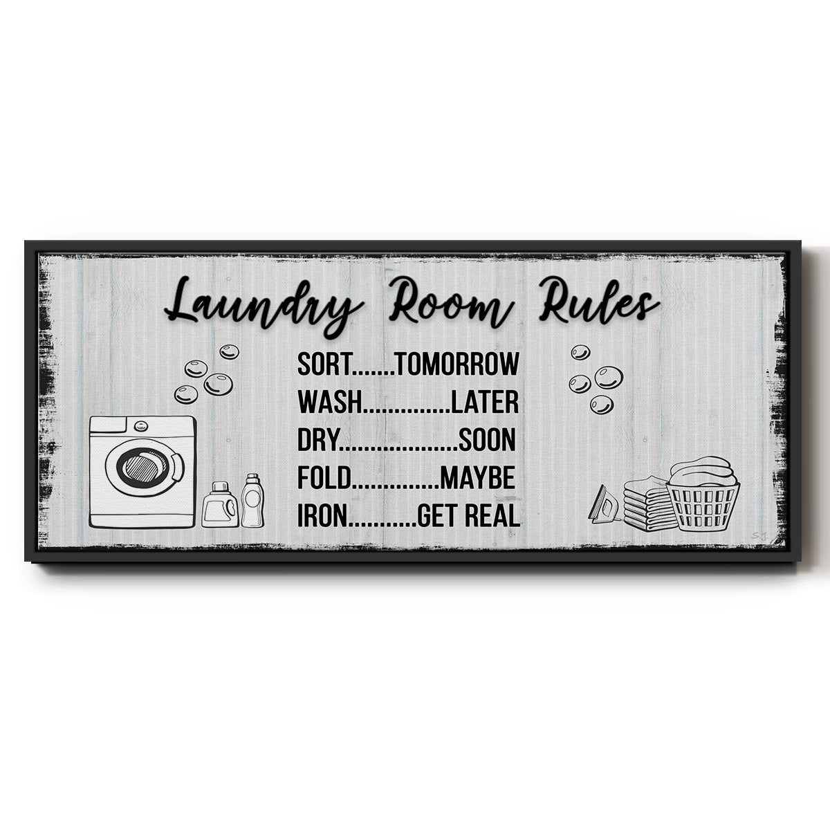 Laundry Room Rules - Floater Framed Canvas Print