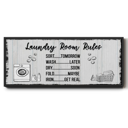 Laundry Room Rules - Floater Framed Canvas Print