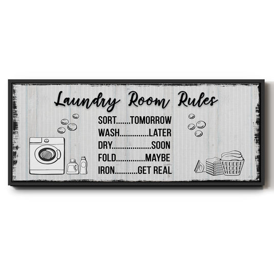 Laundry Room Rules - Floater Framed Canvas Print