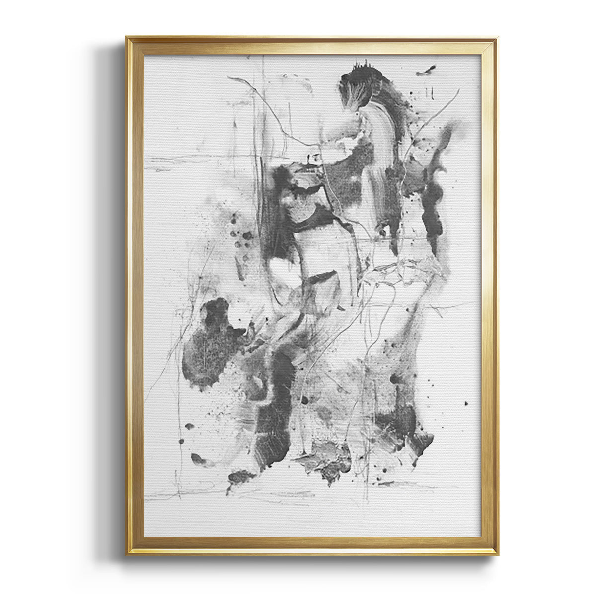 Graphite Abstract I - Modern Framed Canvas Print