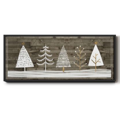 Wooded White Christmas Collection D - Floater Framed Canvas Print