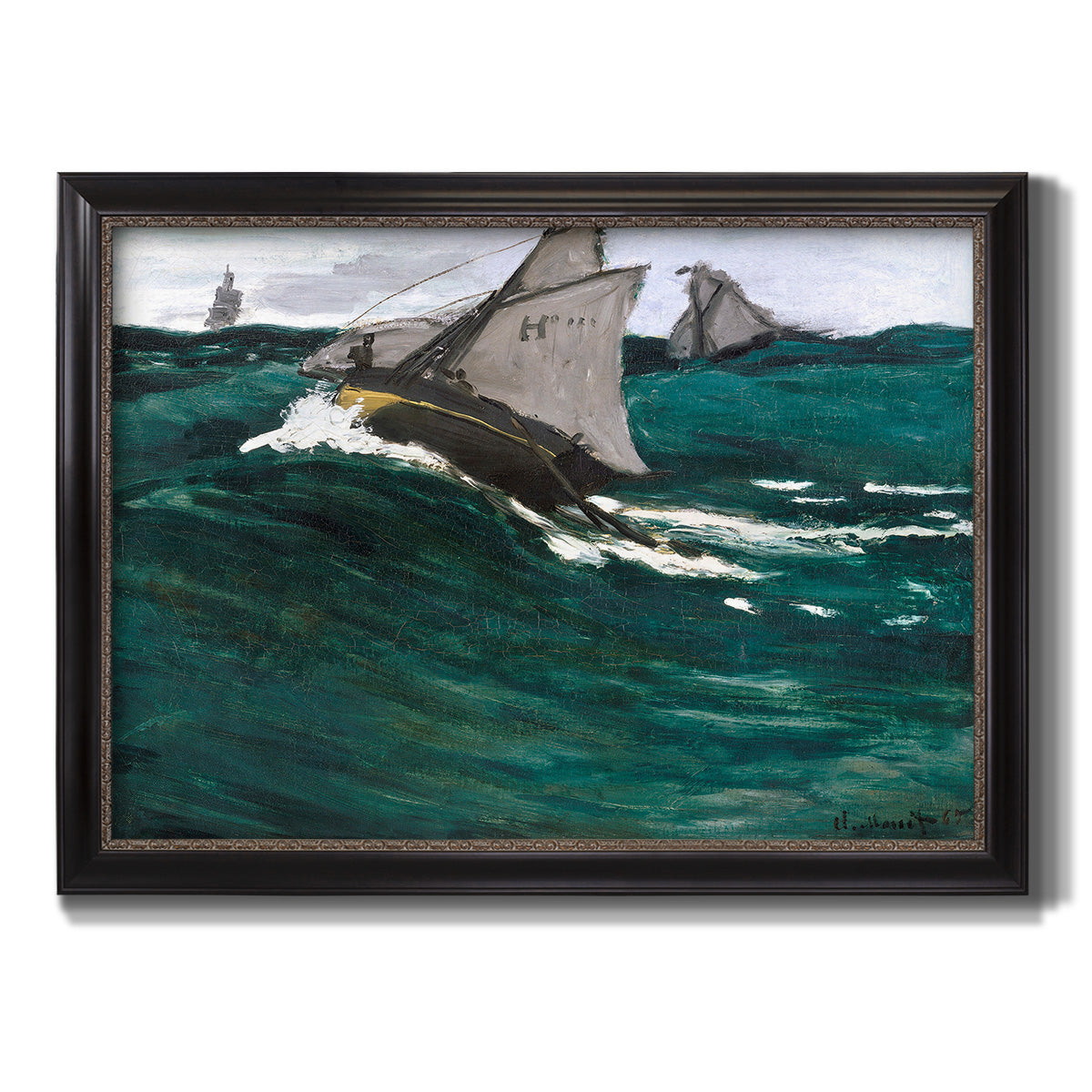 The Green Wave - Ornate Framed Canvas Print