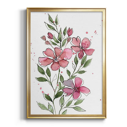 Watercolor Floral Stems I - Modern Framed Canvas Print