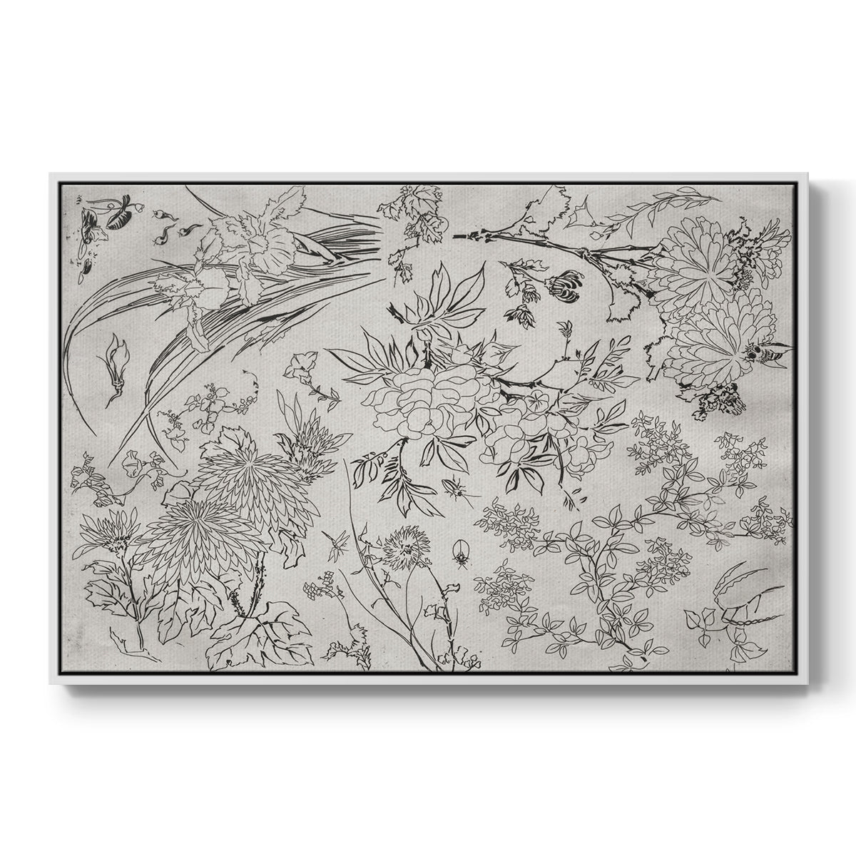 Vintage Abstract Print XVI - Floater Framed Canvas Print