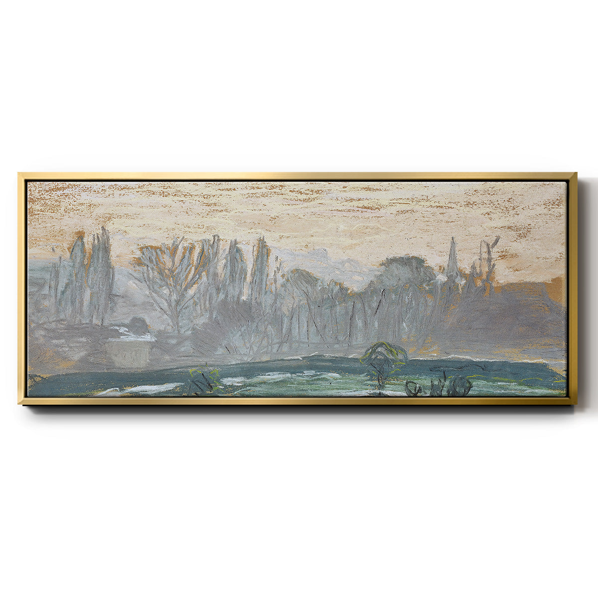 Winter Landscape with Evening Sky, 1870 - Floater Framed Canvas Print