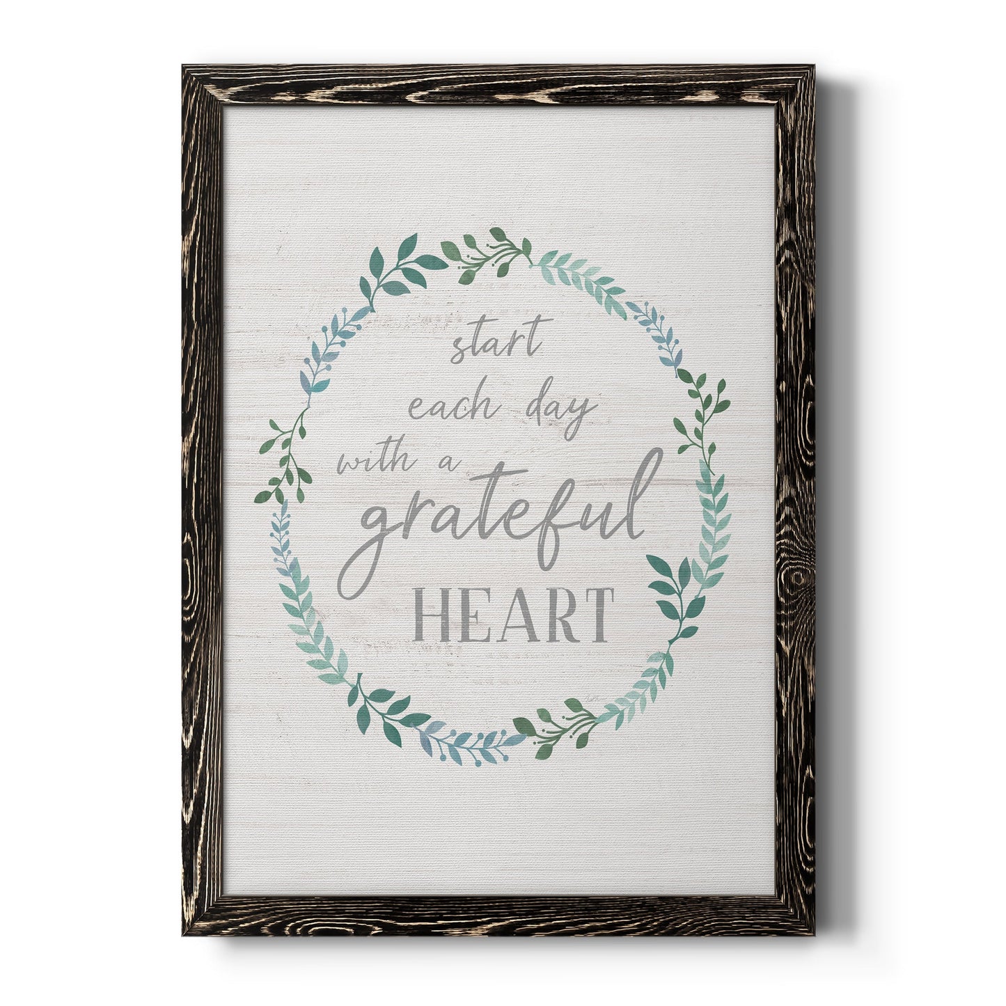 Start Each Day - Barnwood Framed Canvas Print