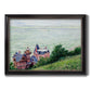 Impressionist coastal villas landscape by Gustave Caillebotte printed on canvas in an ornate black frame with gilded inner detail.