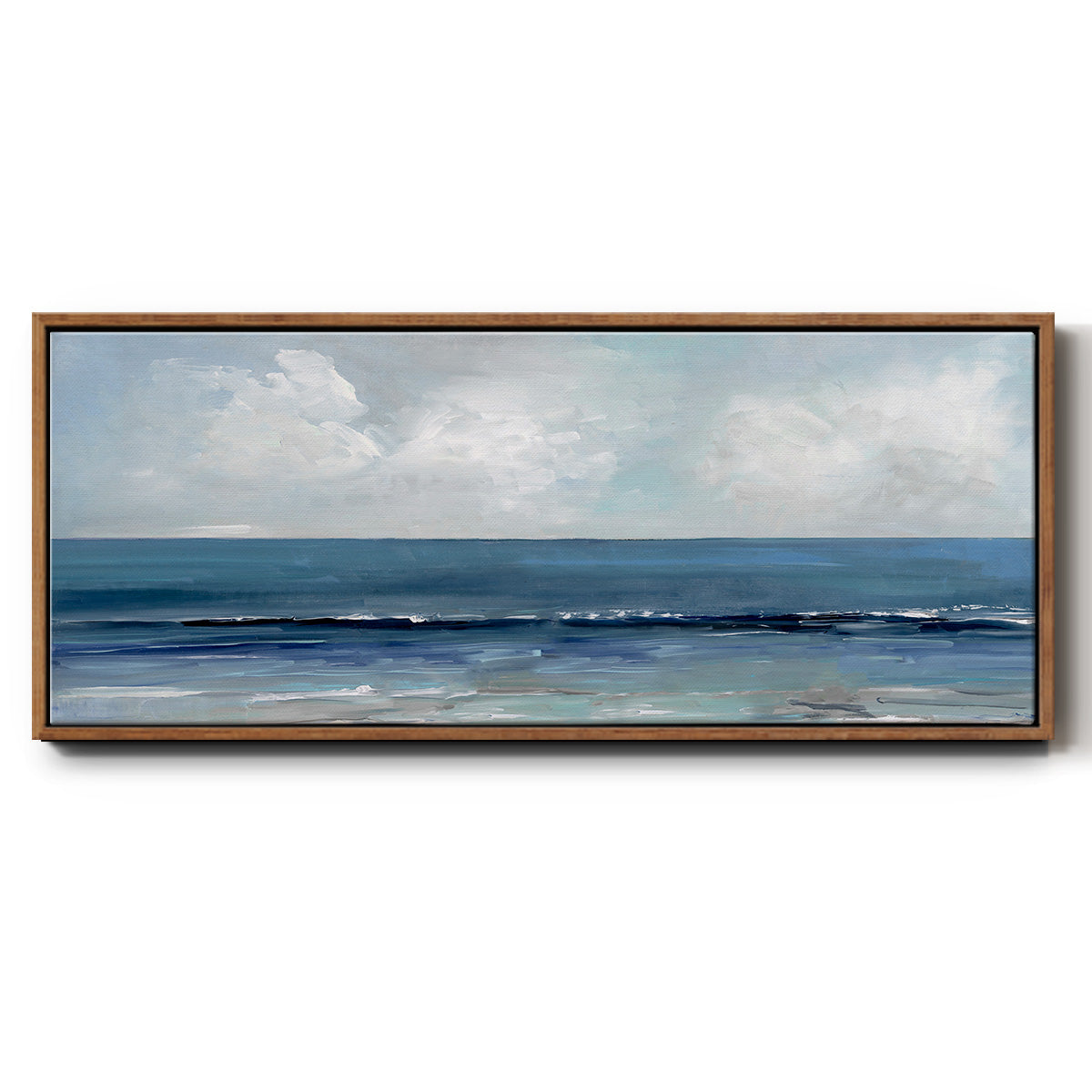 Cloudy Ocean Waves Horizon - Floater Framed Canvas Print