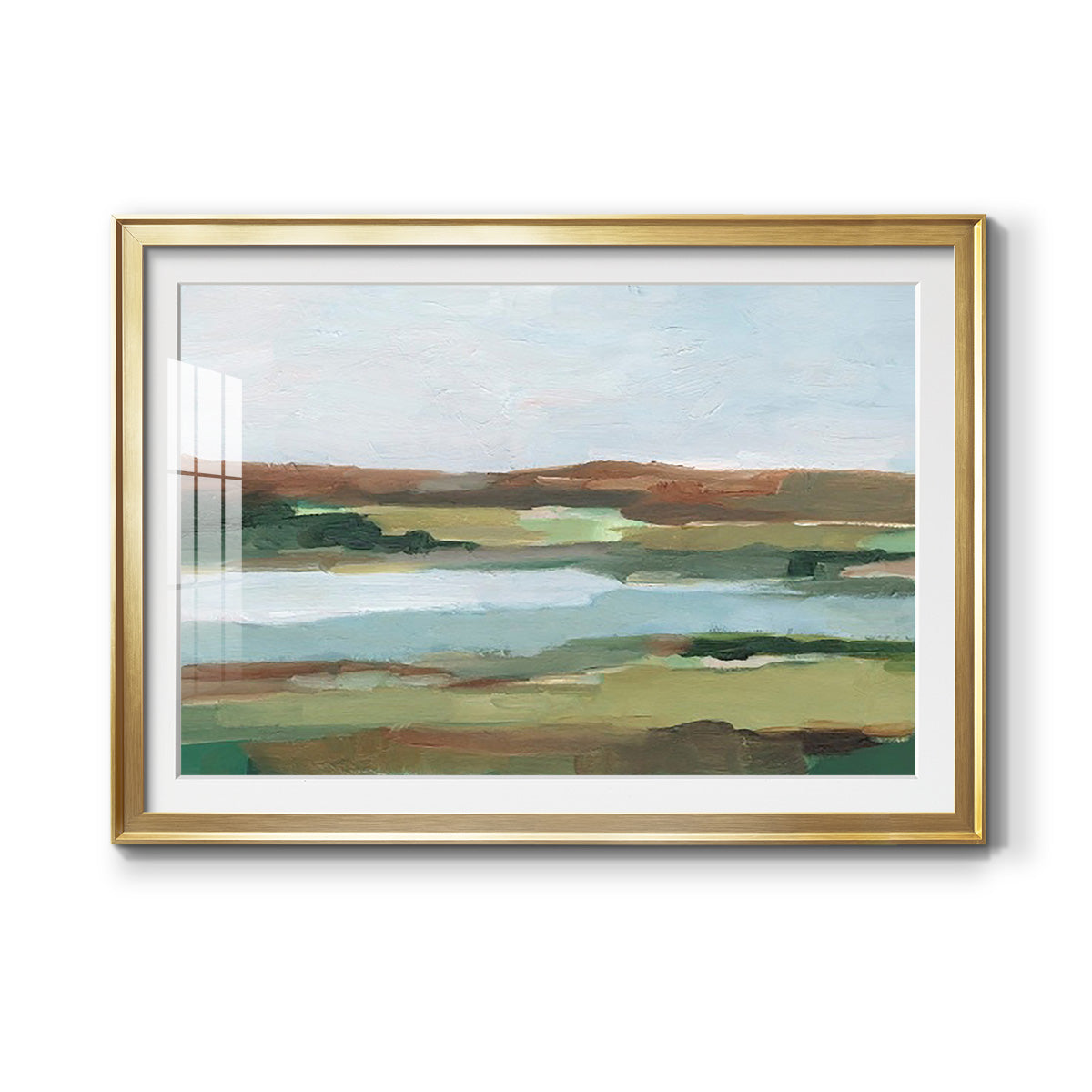 Autumn River Crossing II - Modern Framed Art Print