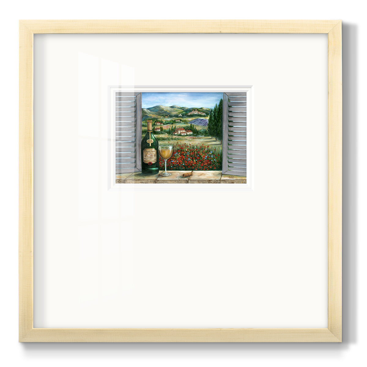 Tuscan White and Poppies - Double Matboard Framed Print