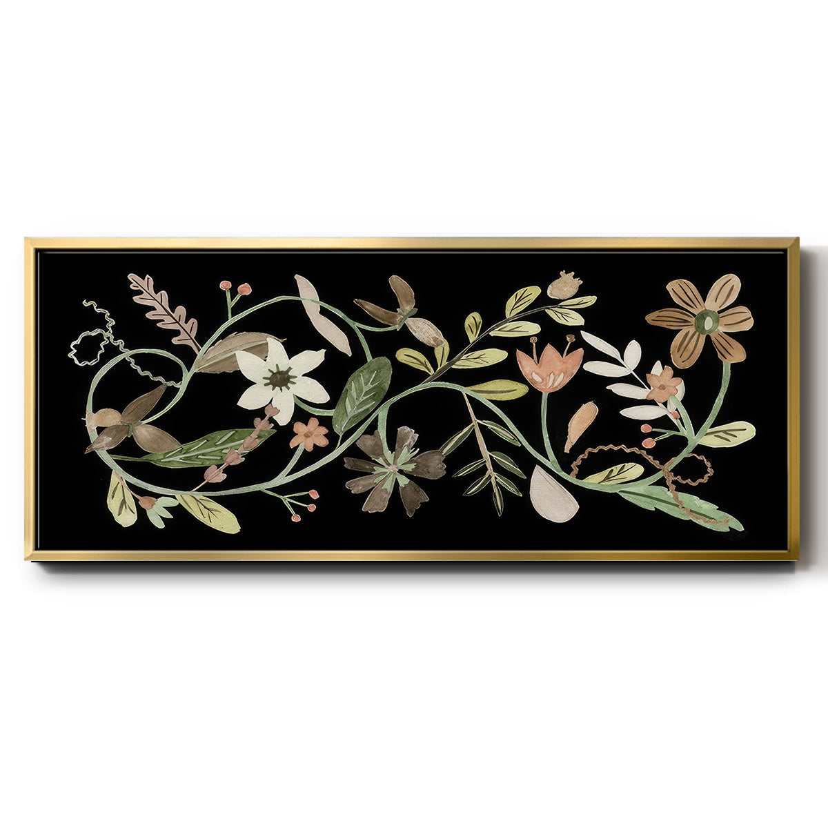 Pressed Flowers I - Floater Framed Canvas Print