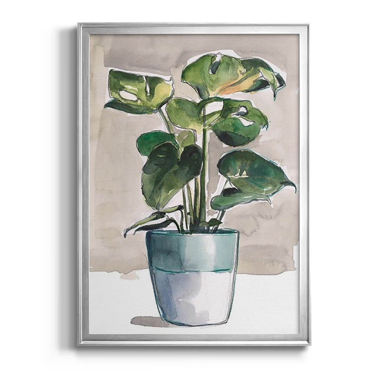 Potted Houseplant II - Modern Framed Canvas Print