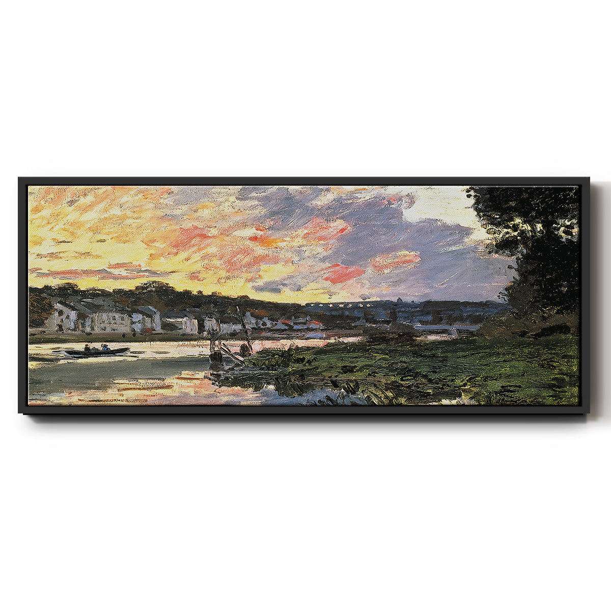 The Seine at Bougival in the Evening, 1870 - Floater Framed Canvas Print