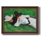 Impressionist outdoor portrait of two girls by John Singer Sargent printed on canvas in an ornate bronzed mahogany wood frame.