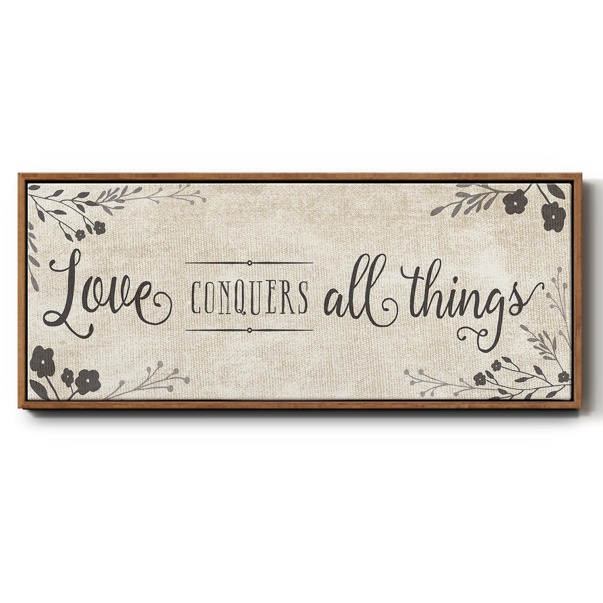 Love Conquers - Floater Framed Canvas Print