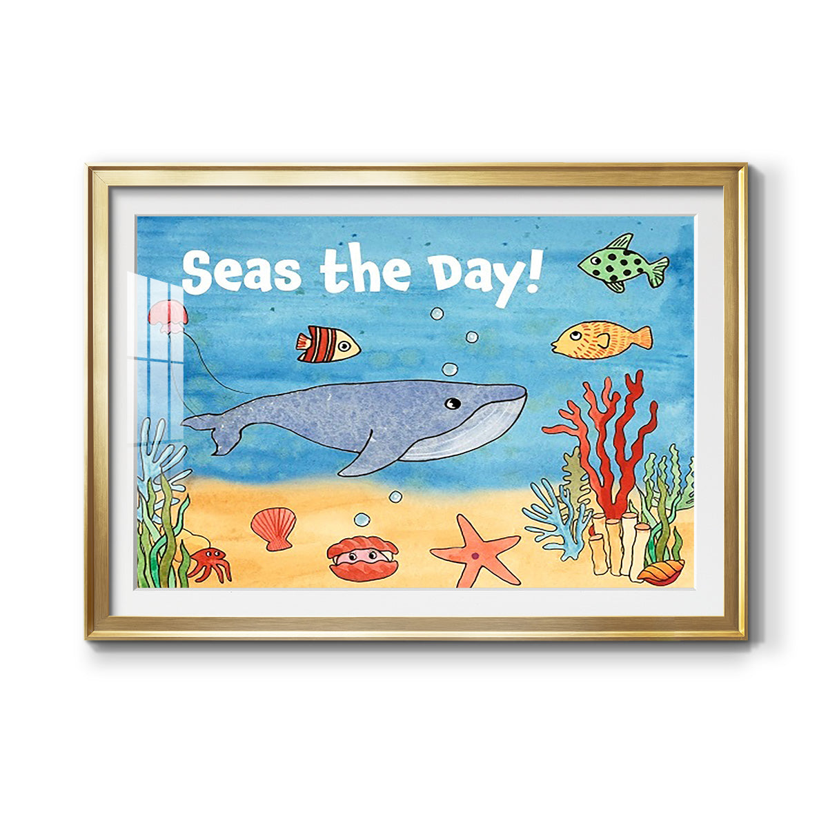 Cute Sea Creatures II - Modern Framed Art Print