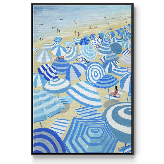 Sky Blue Beach - Framed Premium Gallery Wrapped Canvas L Frame - Ready to Hang