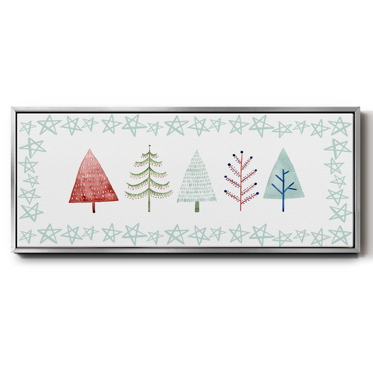 Christmas Tree Whimsy Collection C - Floater Framed Canvas Print