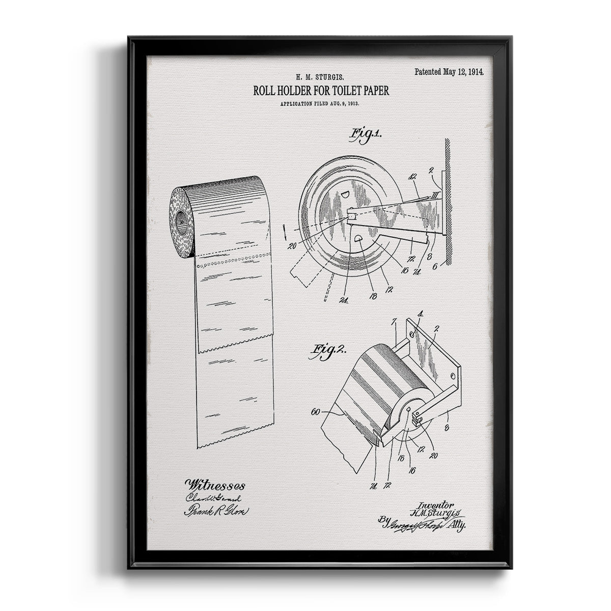 Toilet Paper Patent III - Modern Framed Canvas Print