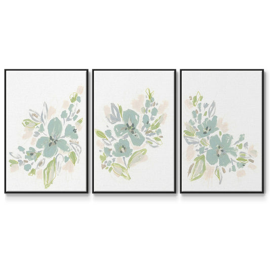 Seafoam Petals I - Floater Framed Canvas Set