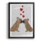 French Kiss and Hearts - Modern Framed Canvas Print