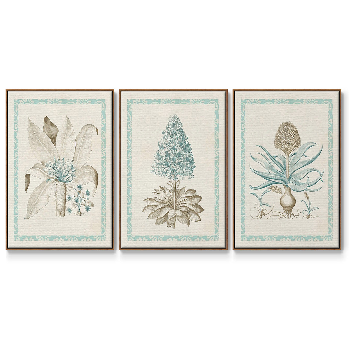 Willow Blue Besler IV - Framed Premium Gallery Wrapped Canvas L Frame 3 Piece Set - Ready to Hang