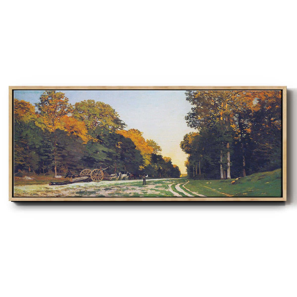 The road from Chailly to Fontainebleau by Monet - Floater Framed Canvas Print