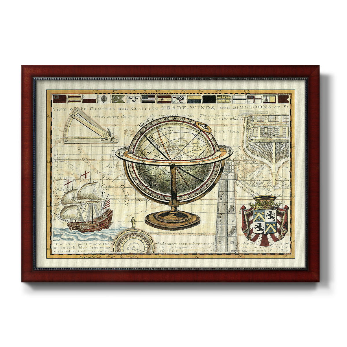 Nautical Map II Premium Framed Canvas- Ready to Hang