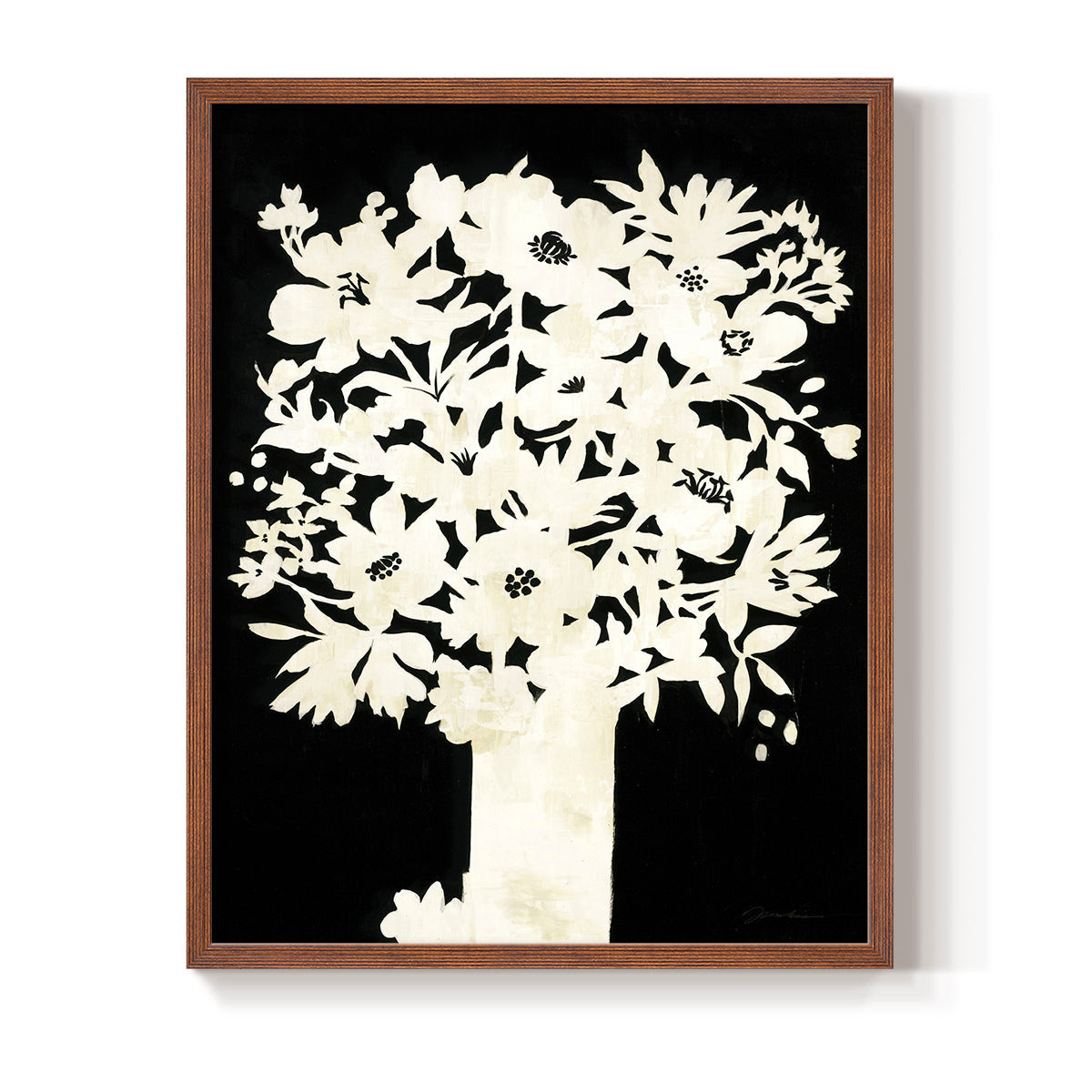 Floral Silhouette - Restickable Framed Art Print