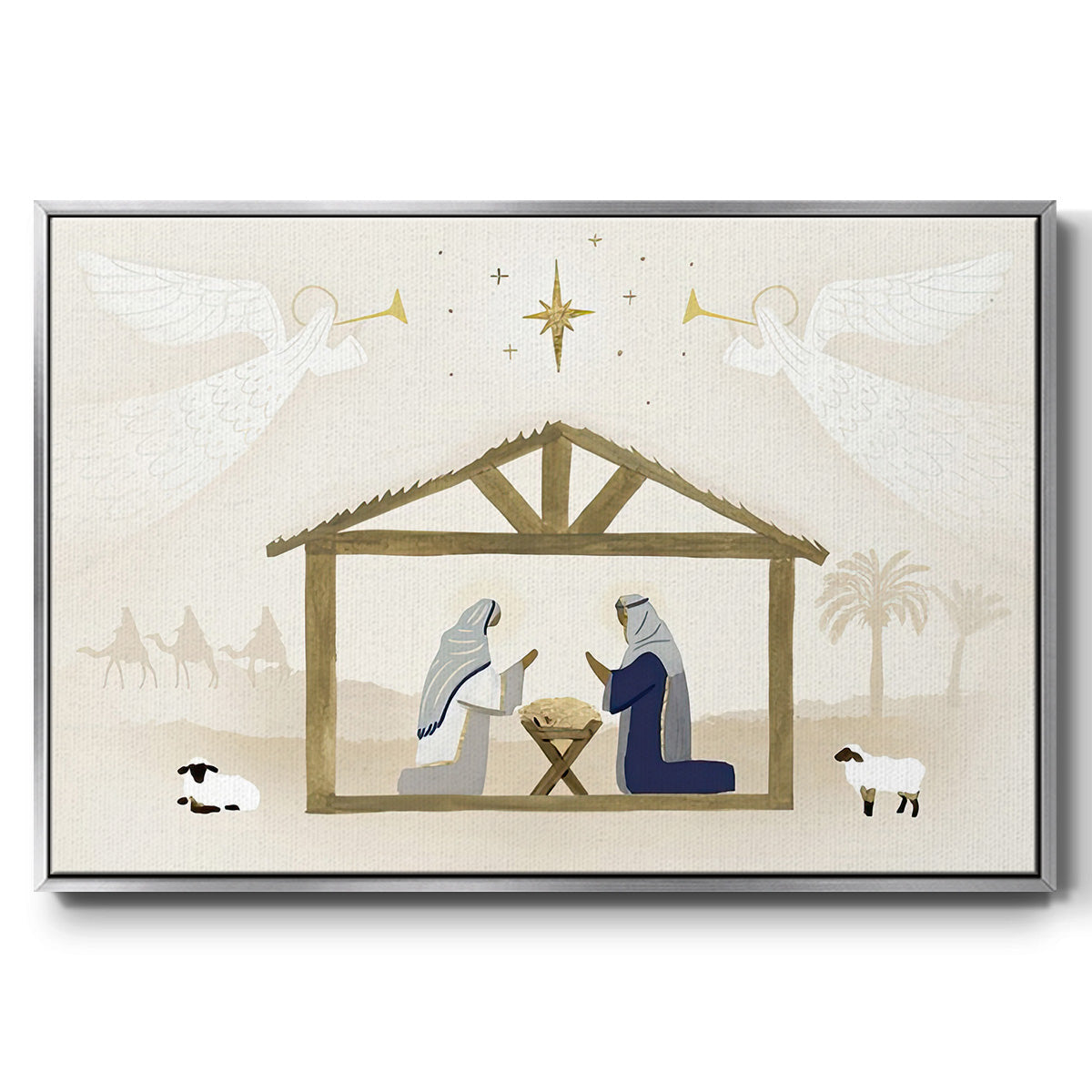 Away in a Manger Collection A - Framed Gallery Wrapped Canvas in Floating Frame